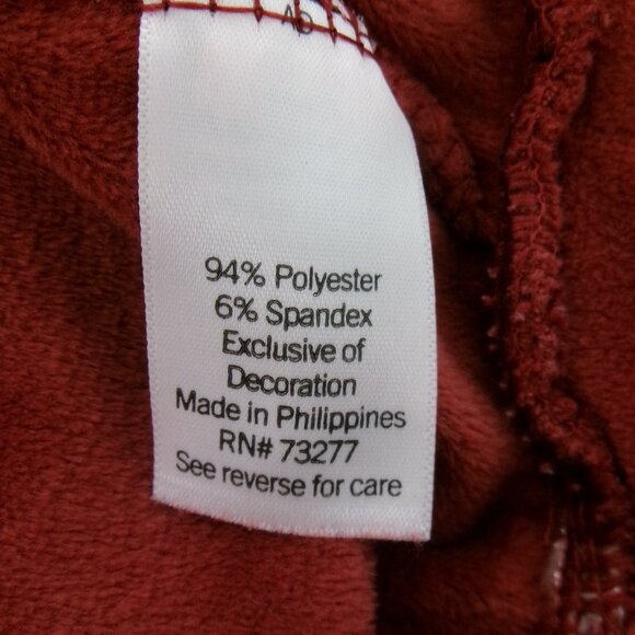 Like New Lauren Conrad Velour Rust Ruffle Long Sleeve Top Blouse XL Super Soft - Picture 9 of 9